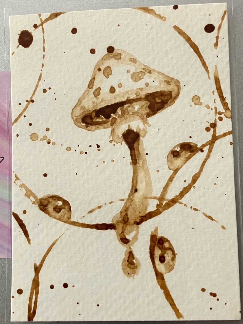 Aceo ladybugs mushrooms original painting ATC art miniature gift USA